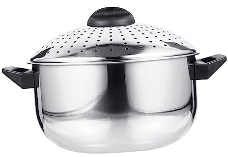 LALADEFIEE Pentola Scolapasta Design a Fibbia per Evitare la Caduta del Coperchio Incorporato in Acciaio Inossidabile Resistente per Cucinare Noodle e Pasta
