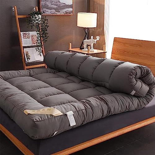 LULUMAIC Japanische Bodenmatratze, Futon-Matratze, Dicke -Matte, Schlafunterlage, Faltbare Rollmatratze, japanische Dicke Futon-Matratze, atmungsaktiv, faltbar, Bodenbett, grau, 90 x 200 cm