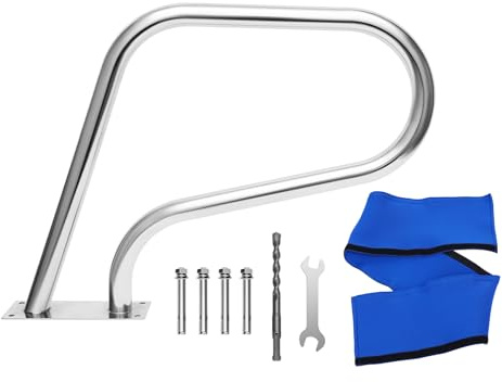 Pool Handlauf Pool-Geländer, Handlauf Edelstahl im U-Design mit Pool Zubehör, Poolleiter-Handläufe Tragfähige | Rutschfeste für Schwimmbäder, Wasserparks 81 * 58cm