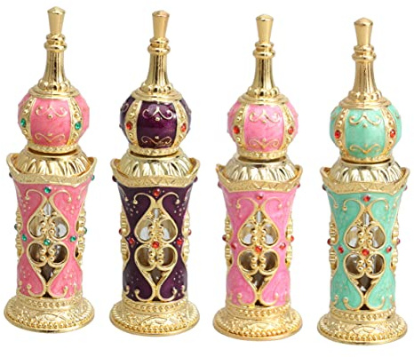 Healeved Botella De Perfume De Vidrio para Mujeres con Estilo Retro Árabe Frasco para Esenciales Y Perfumes para Viajes Y Decoración De Bodas