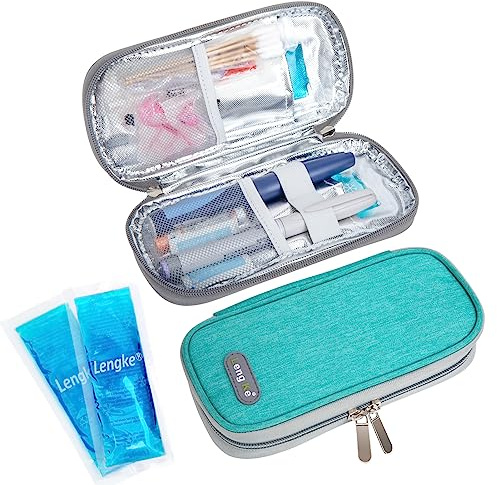 SUNMON Porta Insulina Termico da Viaggio - Borsa Termica per Insulina con 2 Tavolette di Ghiaccio, Porta Medicine Termico per Diabetici, Borsa per Medicinali Termica (verde)