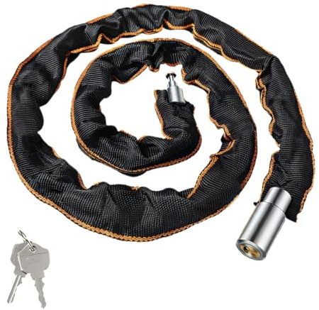 Vyanveo 121cm Candado Bicicleta Antirrobo Cadena Bicicleta de Cadena de Acero de 5 mm, de Alta Seguridad Cadena de Bicicleta con 2 Llave y Cubierta Impermeable, para Bicicletas, Motos, Scooters