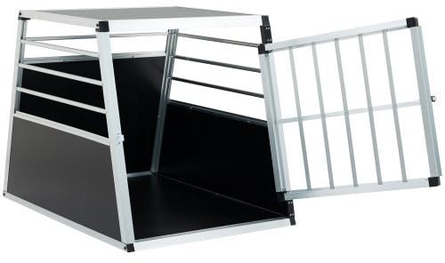 Billg Aluminium Hundetransportbox, Transportbox Aus Aluminiumlegierung, Reisebox Für Auto, XXL-Größe 65x91x69 cm (LxBxH), Schwarz
