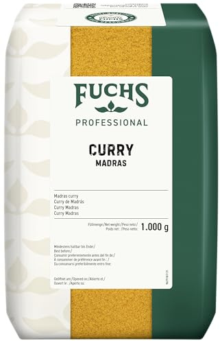 Fuchs Professional - Curry «Madras» | 1 kg en bolsa grande | Para platos de curry suaves, como sopas, salsas o arroces | Para consumidores a granel y gastronomía
