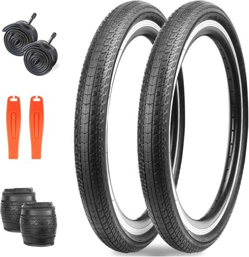 ZUKKA 2er-Pack Faltbarer 20 Zoll Reifen 20x1.75 Mantel 47-406 Fahrrad Ersatzreifen Plus 2er-Pack 20 Zoll Schlauch AV35mm für Mountainbike Kinderfahrrad, Crusier Bike, Commuter Bike