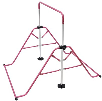 Barre de gymnastique extensible pour enfants, barres horizontales, avec hauteurs réglables, jusqu'à 100 kg, pliable, structure triangulaire, pour l'entraînement à la maison des enfants, rose