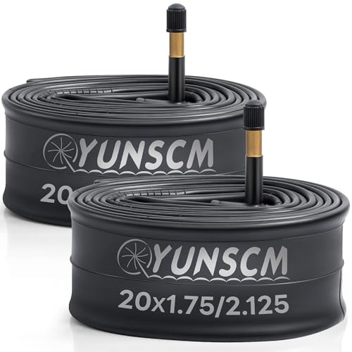 YunSCM 2PCS 20 Zoll Schlauch 20x1.75 20x1.95 20x2.10 20x2.125 AV48mm Valve Schrader-Ventil, kompatibel 20 Zoll Fahrradschlauch/Kinderfahrrad/E-Fahrrad Schlauch 20x1.75/2.125