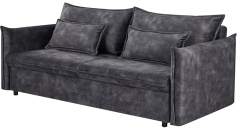 XXL Sofa APARTMENT - grau - Cord - Schlaffunktion mit Bettkasten Kissen | Liegefläche 190 x 145 cm, 2 Kissen, Rückenlehne verstellbar, Nosagfederung, Rundum-Bezug, pflegeleicht