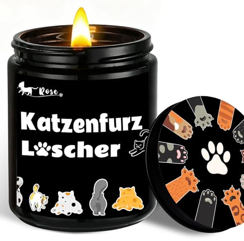YYSWSAKY Lustige Duftkerze mit Spruch für Katzen, Katzenfurz Löscher Kerze, Kerzen in der Dose mit Deckel, Handgemacht aus Sojawachs, Duftkerzen Geschenke für Frauen, Katzen Besitzer und Liebhaber