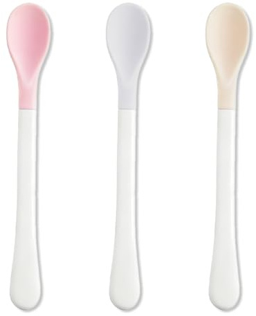 JYNXOR 3 Stück Baby Löffel, Erste Stufe Silikon, Weiche Spitze, Geschirrspüler und Kochfest, BPA-Frei, Perfekt für Babys ab 6 Monaten, Baby Led Weaning Supplies, Training Löffel, Modisch, Mehrfarbig