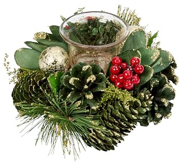 Smart Garden BaublePine Solo - Portavelas – Piña verde y bola de Navidad decoración de mesa