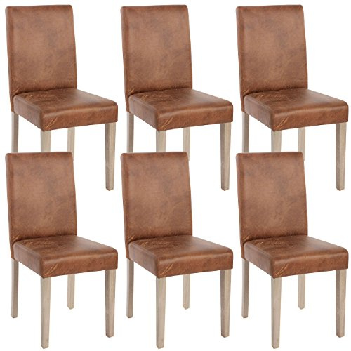 CHEFGASTRO 6er-Set Esszimmerstuhl klassisch und zeitlos HxBxT 90x43x56cm Sitzhöhe 45cm Stuhl Küchenstuhl Textil Beine Struktur - Eiche Wildlederimitat