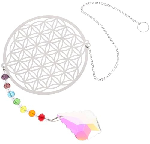 DECHOUS Colgante de Cristal Prismático Flor Vida y Sol para Ventanas Decoración Colgante Brillante para Lámparas Atrapasoles y Adornos Festivos