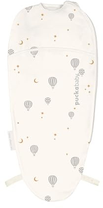 PUCKABABY - Baby-Pucksack 0-3 Monate | 44-62 cm - Piep - Ganzjahres Pucktuch - 0.5 TOG - Baumwolle - Balloons