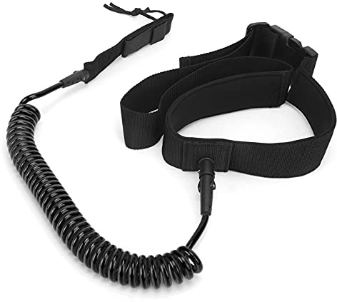 Correa para Tabla de Surf TPU heliciforme Cómoda Cuerda de tracción de Seguridad para Surf de Alta Elasticidad para Soporte de Surf Tablas de Remo Deportes acuáticos Poliuretano (Negra)
