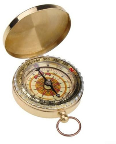 Shophubio Goldener Wander-Kompass, Messingtasche für Kompass mit leuchtender Leuchtfunktion für Camping und Outdoor-Navigation, nachtleuchtendes Vintage-Design, kompaktes Reisen