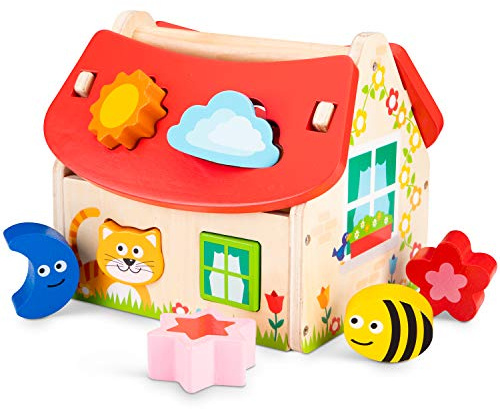 Woet® Maison Trieur de Formes Jouet en Bois pour Tout-Petits - Tri des Formes et Motricité Fine - Jouet d’Éveil - À Partir de 1 Ans