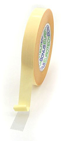 BONUS Eurotech 2BL11.00.0019/050A# 0 Nastro biadesivo in gomma sintetica su entrambi i lati, larghezza 19 mm, lunghezza 50 m, spessore totale 0,09 mm, giallo