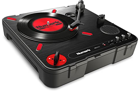 Numark PT01 scratch | Portable giradischi con interruttore integrato DJ scratch, altoparlante, maniglia di trasporto