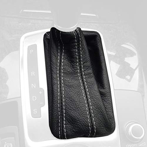 RedlineGoods Schaltsack Manschette - Direkt-Schalt Getriebe kompatibel mit Audi Q7 2007-15. Maßgeschneidert - Nicht universell. Echtes Top Qualitat Italienisches Alcantara. Schwarz mit Blauem Faden