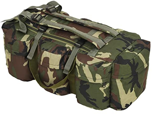 vidaXL Sac de Sport en Style Militaire Sac à Dos Sac à Bagages Rangement Stockage Voyage en Plein Air Randonnée Camping Extérieur 45 L Camouflage
