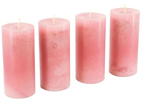 Trendkerzen - Adventskerzen/Stumpenkerzen/Kerzen Weihnachten (Antikrosa, Groß & Schlank: Höhe 13cm / Ø 6cm - 4 Stück)