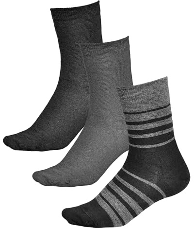 vitsocks Calcetines Mujer Invierno 80% LANA MERINO Finos (3 PARES) Media Caña Transpirables Calientes para Frío, lisos y rayas negro gris, 35-38