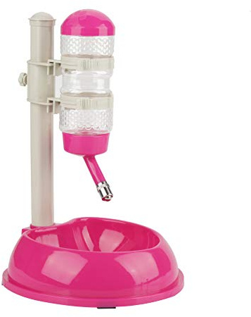 TENNESKY dispensador Botella de Agua automático + Cuenco para Comida para Animales Fiambrera Altura Ajustable de plástico para Perro Gato