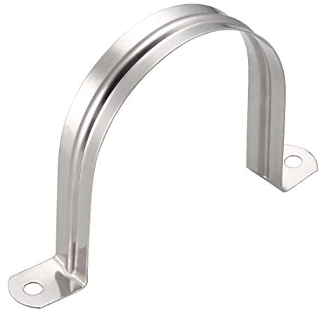 sourcing map 80mm Fixation Tuyau Clip Tube Attacher Collier de Serrage Pince Rigide Tube Sangle 2 Trous 304 Acier Inoxydable 4pcs