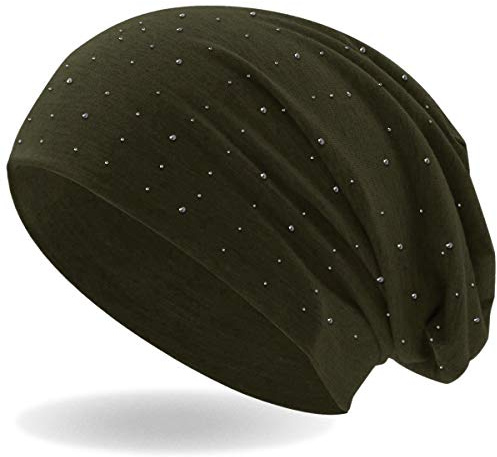 Hatstar Damen Beanie Mütze | mit edler Nieten Applikation | Mädchen Mütze | elastisches Slouch Long Beanie | leicht und weich