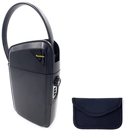 Bosvision caja fuerte portátil, casillero portátil, caja de Seguridad para llaves, caja fuerte para llaves (Candado de combinación y llaves) (Negro)