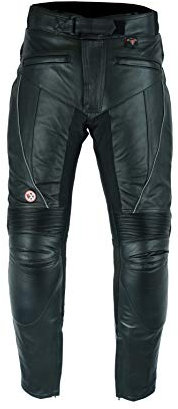 Texpeed Pantalones de moto cuero - Hombre Impermeable Motocicleta de turismo para de con auténtica protección de armadura de motociclista CE (EN 1621-1) Negro - (L Cintura/Pierna Pequeño)