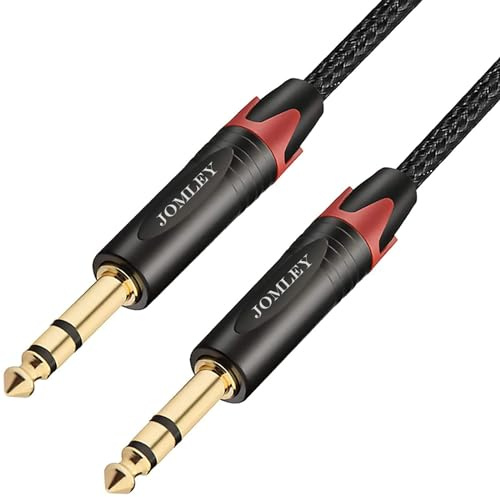 JOMLEY 1/4 TRS Cavo, Quarto-pollice (6,35 mm) Cavo Nylon Treccia 1/4 pollice a 1/4 pollice TRS Stereo Cavo, Bilanciato 1/4 a 1/4 Audio Interconnessione Cavo - 5 Metri