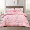3 Pieces Double Floral Bedding Set with Zipper Closure Pink Plum Pattern Duvet Cover with 2 Pillowcases Soft Microfiber Botanical Branch Duvet Cover Set 200x200cm