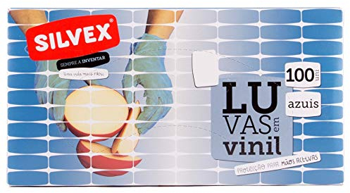 Silvex Guantes de Vinilo Azul SIN POLVO S (100 UNI)