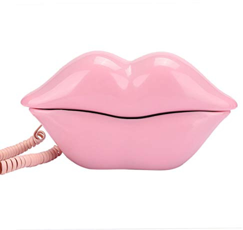 Desk Landline Phone - European Style Pink Lip Telephone Fashionable Creative Corded Landline Phones Wired Phone Office Phone Vintage Phone Decor for Home Hotel Office Furniture Decor(Pink)
