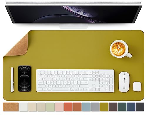 Kork Schreibtischunterlage - Doppelseitige Schreibtischauflage für Büro und Zuhause - Als große Mausunterlage und Schreibtischmatten auf Schreibtischen（Olivgrün、80cmx40cm）