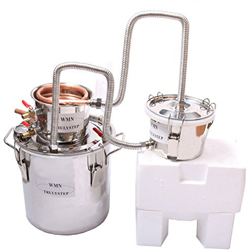 Fayelong Destilador de Aceites Esenciales 3 Ollas 10 Litros Alambique Destilador de Alcohol de Agua de Serpentin de Cobre, Kits de Elaboración de Vino Casero con Barril Thumper para Brandy, Whisky