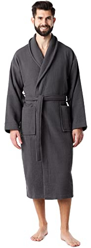 Ladeheid Herren Frottee Bademantel aus 100% Baumwolle Waffelpiqué LA40-226 (Graphite (D07), S)