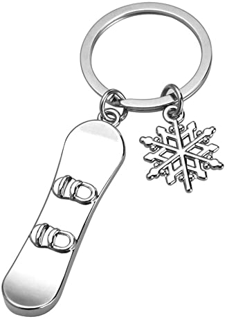 ARFUKA Schlüsselanhänger Edelstahl Auto Schlüsselanhänger Snowboard Anhänger Metall Keychain Schlüsselbund Geburtstag Weihnachtsgeschenke für Männer und Frauen