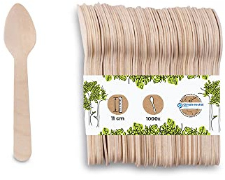 BIOZOYG Umweltfreundliche Espressolöffel Holz I Holzbesteck Espressolöffel Holzlöffel Einwegbesteck I biologisch abbaubar und kompostierbares Besteck I 1000 x Einweglöffel 11cm