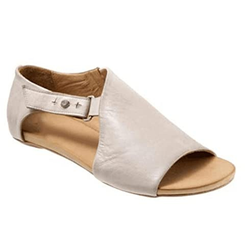 Ecoodisk Sandalias de Mujeres Sandalias Planas de Cuero Suave Zapatos de Verano Mujer