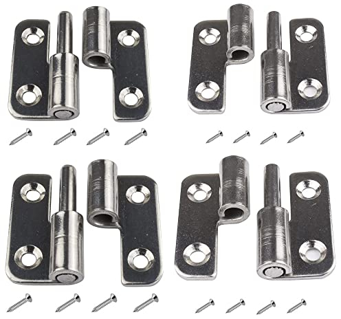 4 cerniere per porta staccabili da 3,8 cm, cerniere per porta sollevabili, piccole cerniere a bandiera per mancini (2 pezzi per mano destra + 2 pezzi per mancini)