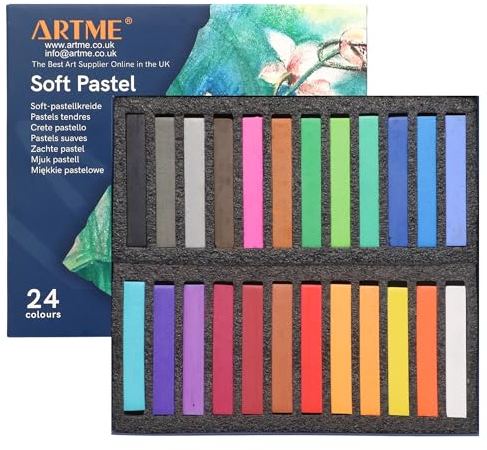 Artme Softpastellkreide 24er Etui - Weiche Pastellkreide - für Künstler, Hobbymaler, Schule, Kunstunterricht.