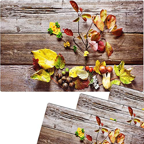 matches21 Herbstliche Tischsets Platzsets Motiv abwaschbar Blätter Laub Herbst Holzbrett Holz 4er 43,5x28,5 cm