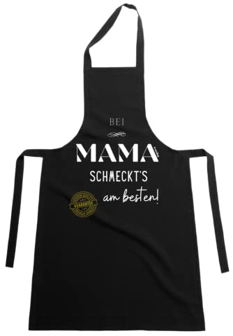 FremiBag Schürze - Bei Mama schmeckt's am besten - Geschenk für Frauen - Schürze zum Backen und Kochen - Geschenke für Frauen - Geschenkidee Frau