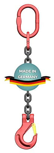 AWOTEX Einstrang-Kettengehänge 10 mm GK 8 I 3 m Lange Anschlagkette für die Baustelle I Bagger-Zubehör I Traglast 3150kg nach EN818-4 I Kettengehänge 1-Strang I Baustellen Werkzeug