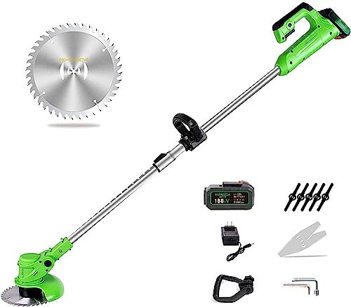 Tagliaerba a batteria, diserbatrice domestica multifunzionale Tosaerba ricaricabile a batteria ad alta potenza da 600 W Lunghezza regolabile Testa della macchina rotativa Tosaerba a spinta