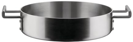 Alessi Convivio DC102/24 - Niedrige Trilamin-Design-Kasserolle mit Zwei Griffen, Geeignet für Induktion, Edelstahl und PVD mit Magnetischem Stahlboden, 24 cm, Satiniert