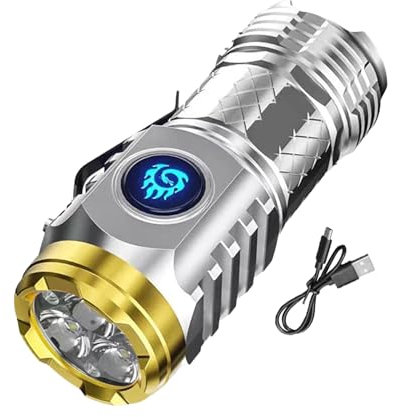 Hemousy Lampe de Poche de Monstre à Trois Yeux, Lampe Torche LED Ultra puissante, Lampe de Poche Rechargeable, Lampe de Poche, Flashlight étanche Lampe Torche pour la randonnée en Plein air